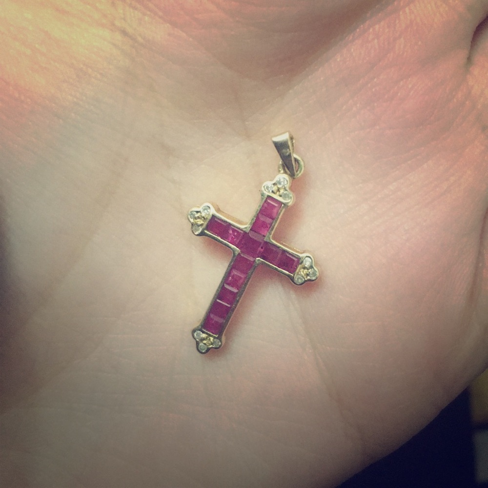 ruby & diamond cross